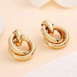 Wholesale Ancient circle gold metal style exaggerated earrings