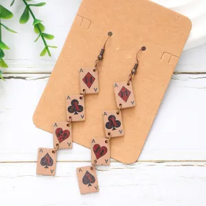 Wholesale and Stitching Multi -layer Poker MAMA Letter Wood Earrings
