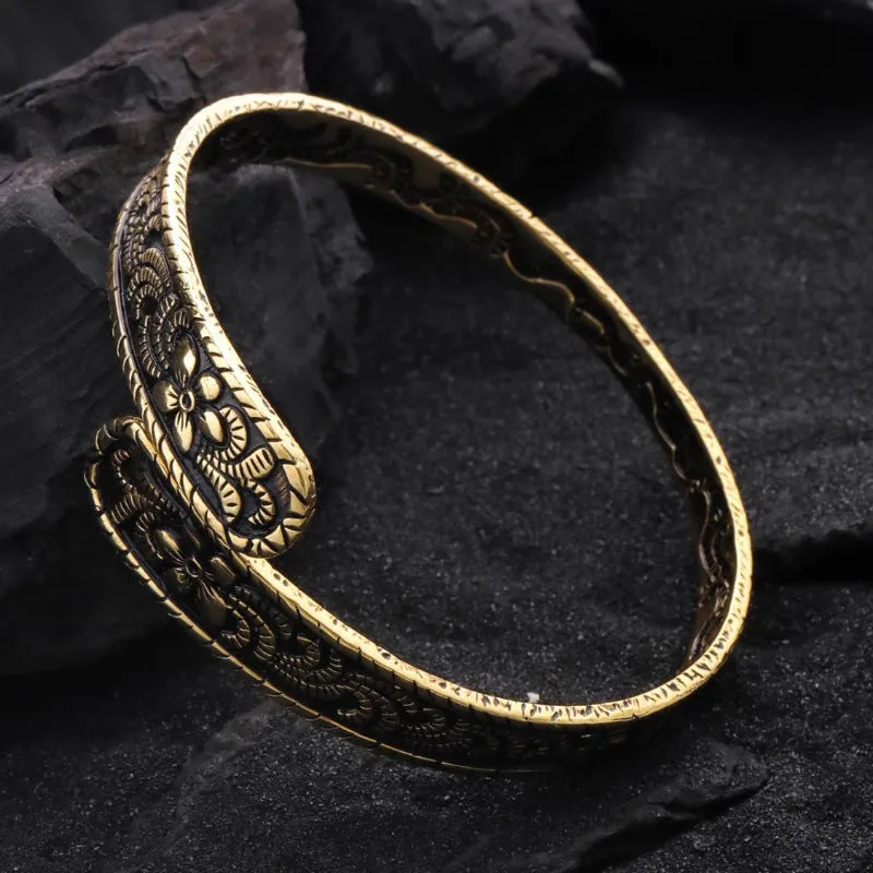 Wholesale Antique Gold Flower Retro Distressed All-match Bracelet