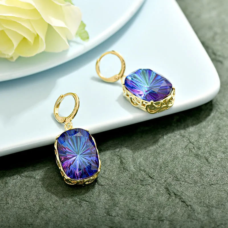 Wholesale Antique Square Sapphire Multicolored Crystal Earrings