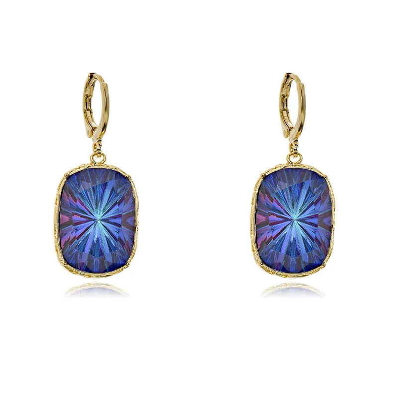 Wholesale Antique Square Sapphire Multicolored Crystal Earrings