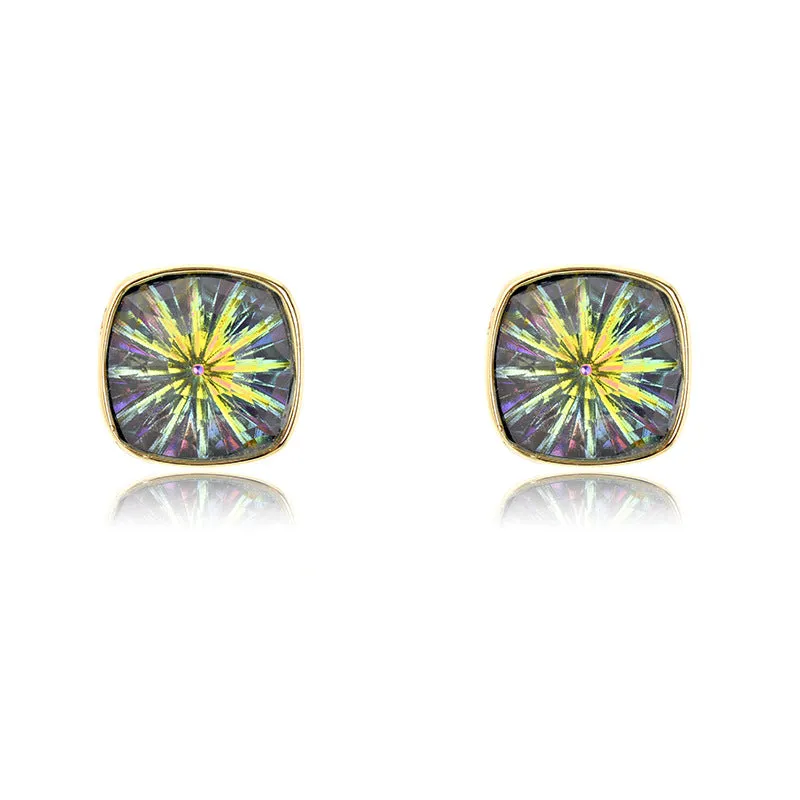 Wholesale Antique Square Sapphire Multicolored Crystal Earrings