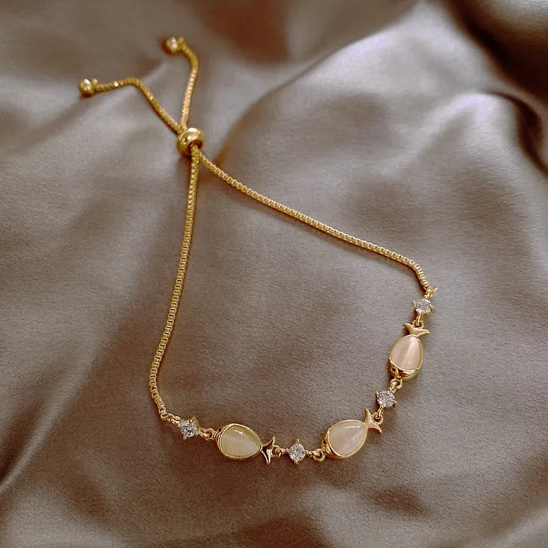 Wholesale Art Full of Diamond Petal Copper Bracelets
