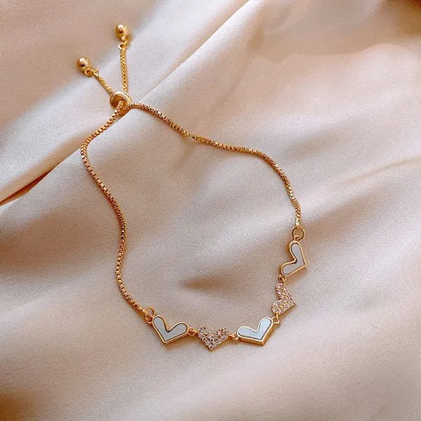 Wholesale Art Full of Diamond Petal Copper Bracelets
