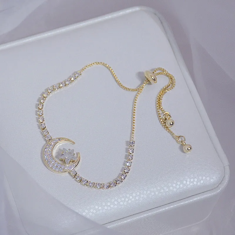 Wholesale Art Full of Diamond Petal Copper Bracelets
