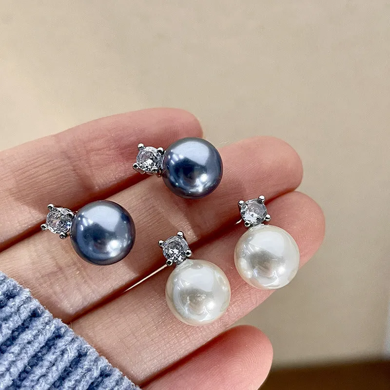 Wholesale Artificial Crystal Small Pearl Inlaid Diamond Earrings