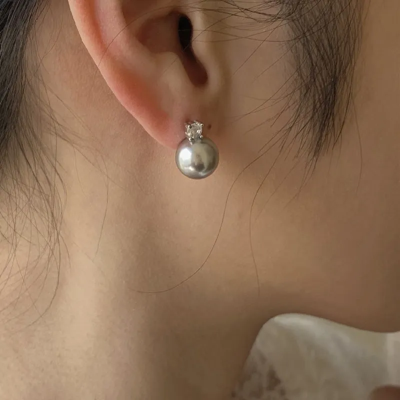 Wholesale Artificial Crystal Small Pearl Inlaid Diamond Earrings