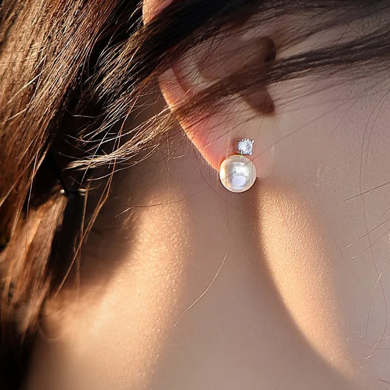 Wholesale Artificial Crystal Small Pearl Inlaid Diamond Earrings