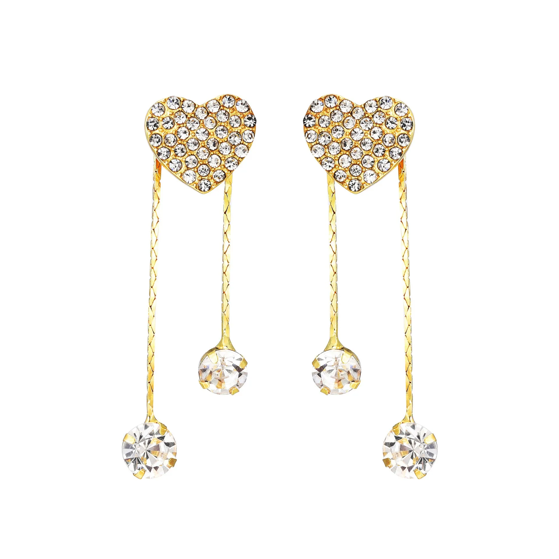 Wholesale Asymmetric Full Diamond Love Earrings