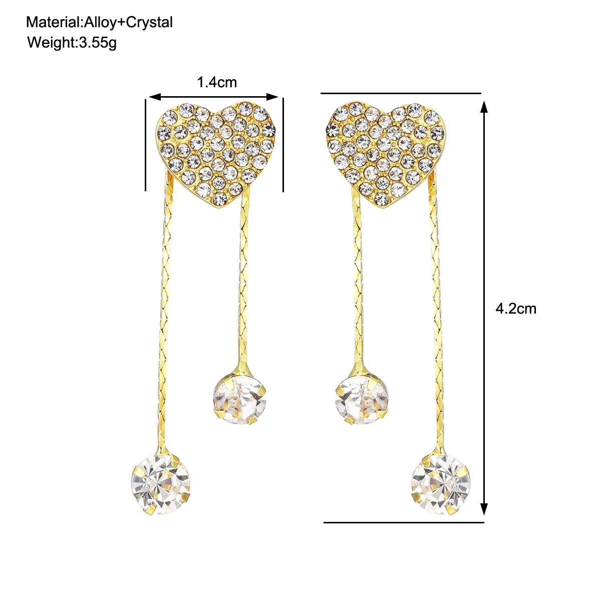 Wholesale Asymmetric Full Diamond Love Earrings