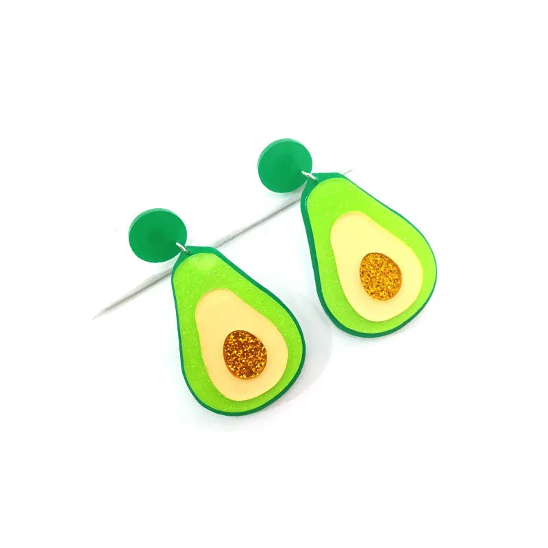 Wholesale Avocado Exaggerated Acrylic Earrings
