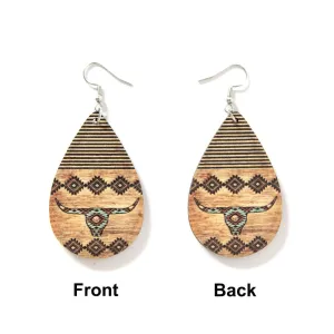 Wholesale Aztec Western Wind Goat Wooden Earrings