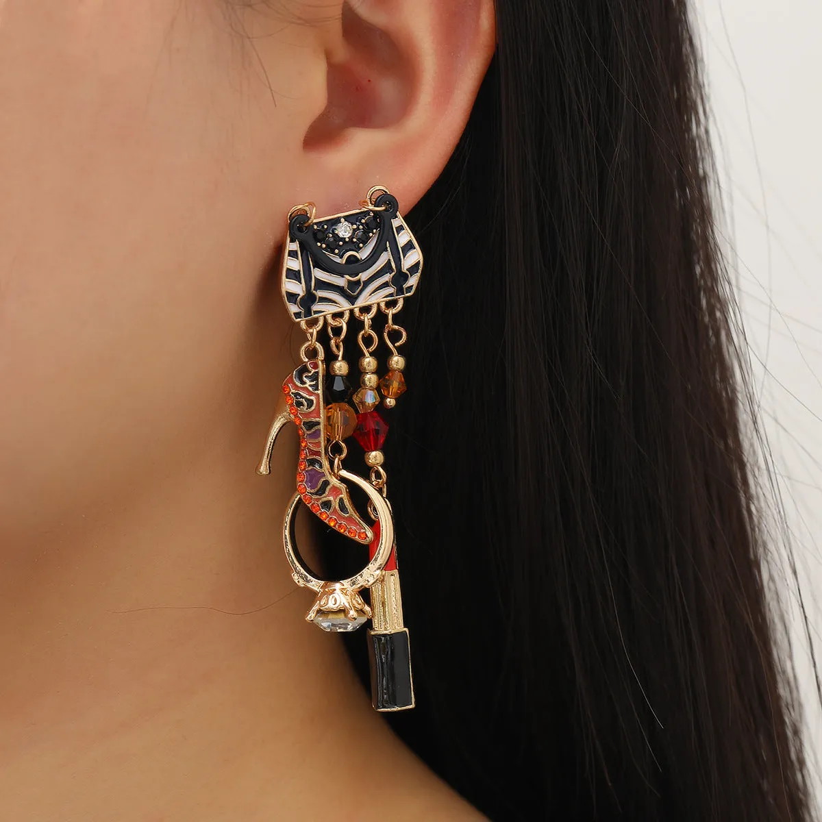 Wholesale Bags Lipstick High Heels Vintage Tassel Earrings
