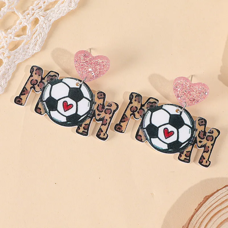 Wholesale Ball Sports Acrylic Ball Mothers Day Gift Earrings