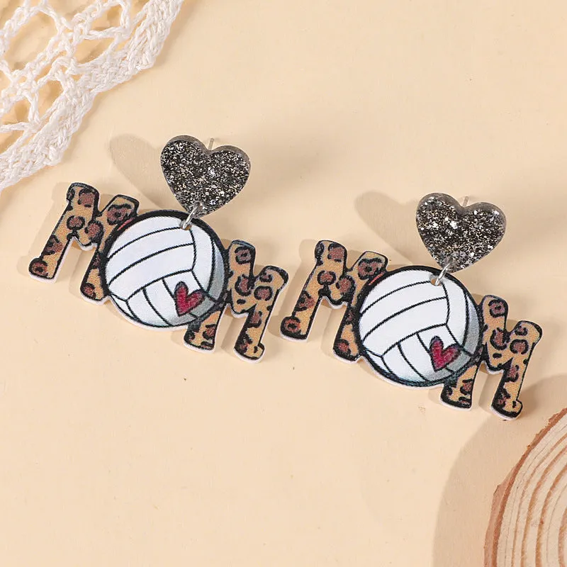 Wholesale Ball Sports Acrylic Ball Mothers Day Gift Earrings
