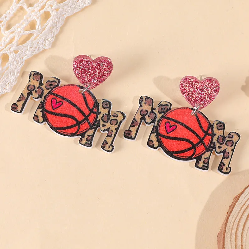Wholesale Ball Sports Acrylic Ball Mothers Day Gift Earrings