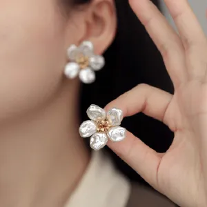 Wholesale Baroque Artificial Crystal Flower Pearl Earrings