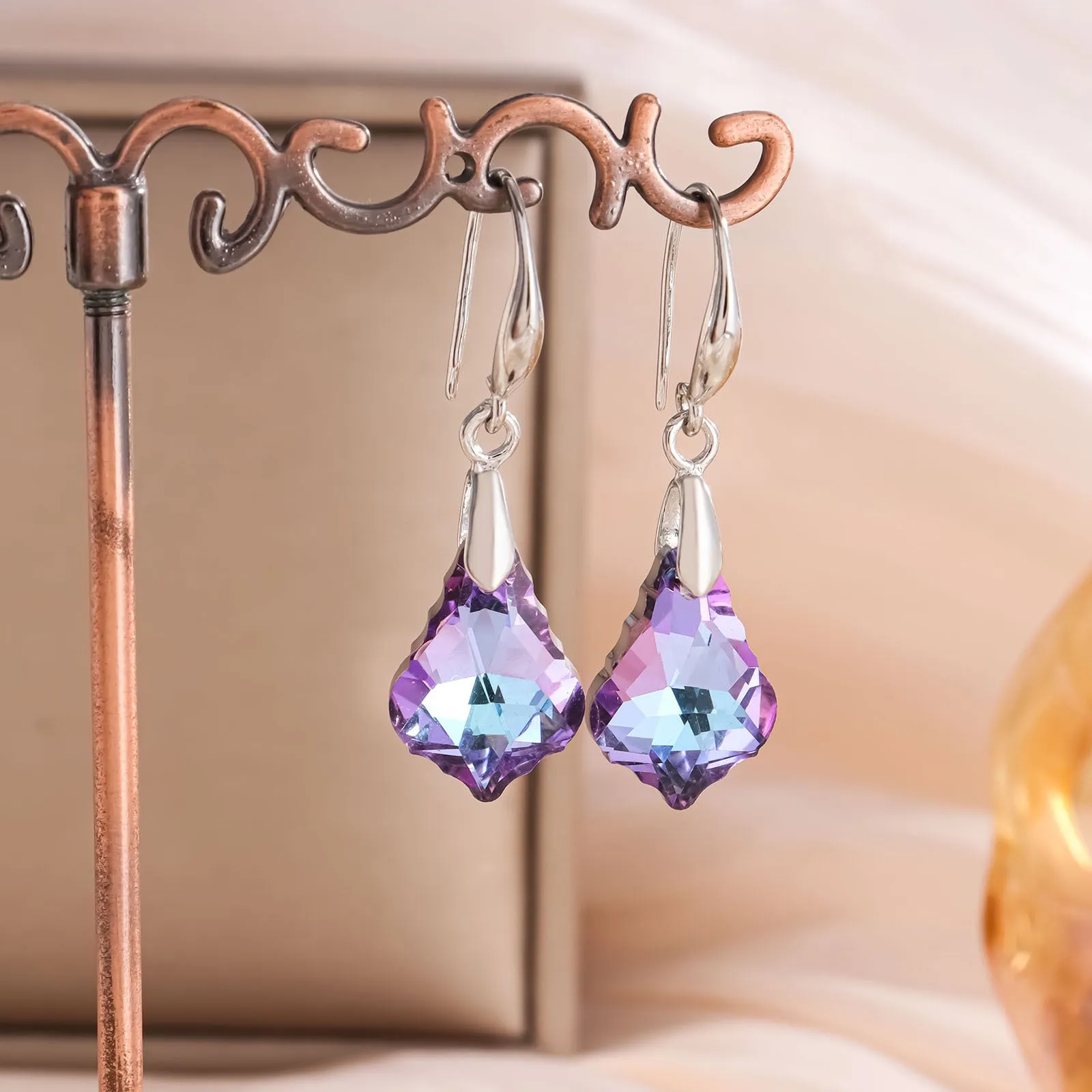 Wholesale Baroque Maple Leaf Earrings Crystal Jewelry