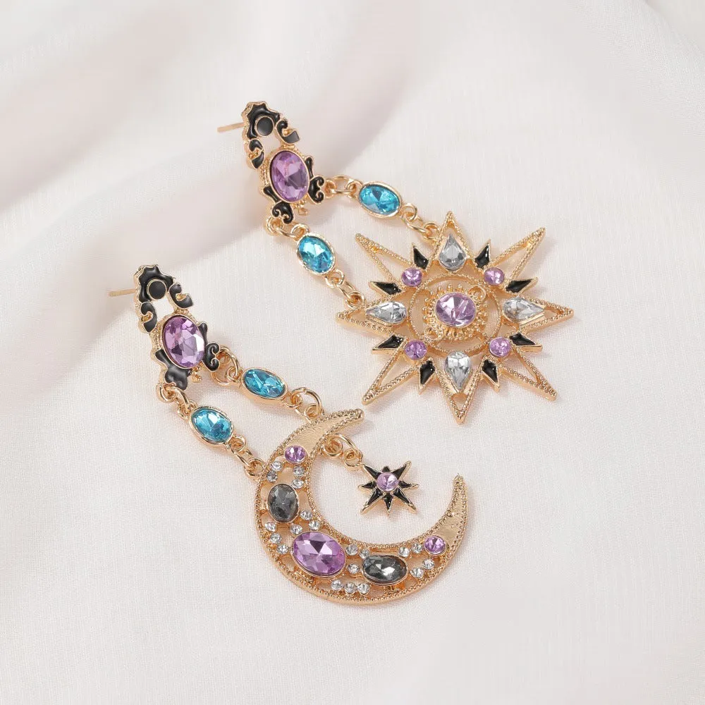 Wholesale Baroque Vintage Sun Moon Asymmetric Earrings