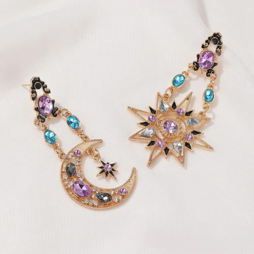 Wholesale Baroque Vintage Sun Moon Asymmetric Earrings