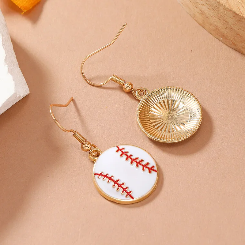 Wholesale Baseball Drip Oil Alloy Earrings
