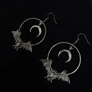 Wholesale Bat Jewelry Gothic Vampire Moon Earrings
