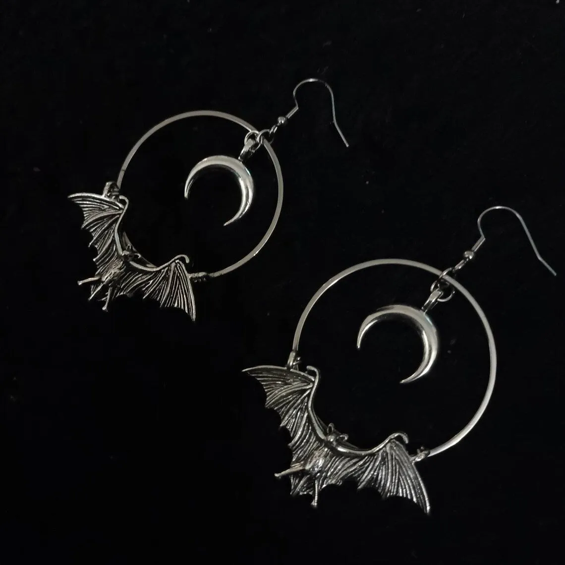 Wholesale Bat Jewelry Gothic Vampire Moon Earrings