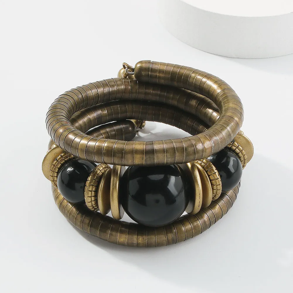 Wholesale Beaded Multilayer Snake Bone Shape Turquoise Bracelet