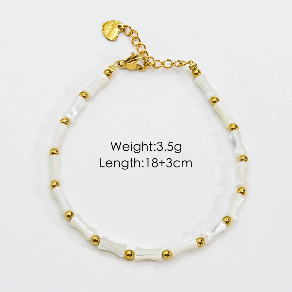 Wholesale Beaded titanium steel natural stone pearl crystal high-end non-fading hand jewelry