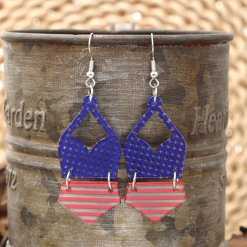 Wholesale Bikini Shape Stripe Independence Day Earrings