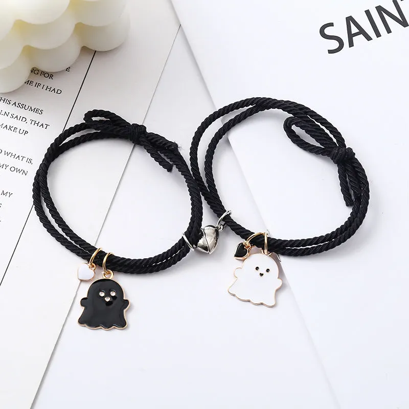 Wholesale Black and white ghost couple love magnet bracelet
