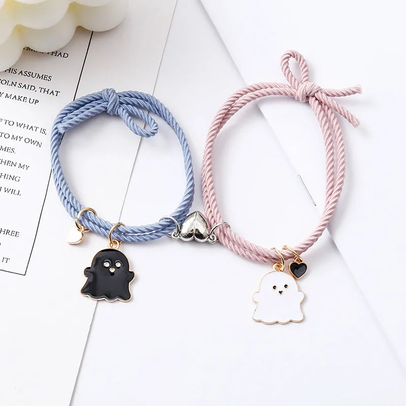 Wholesale Black and white ghost couple love magnet bracelet