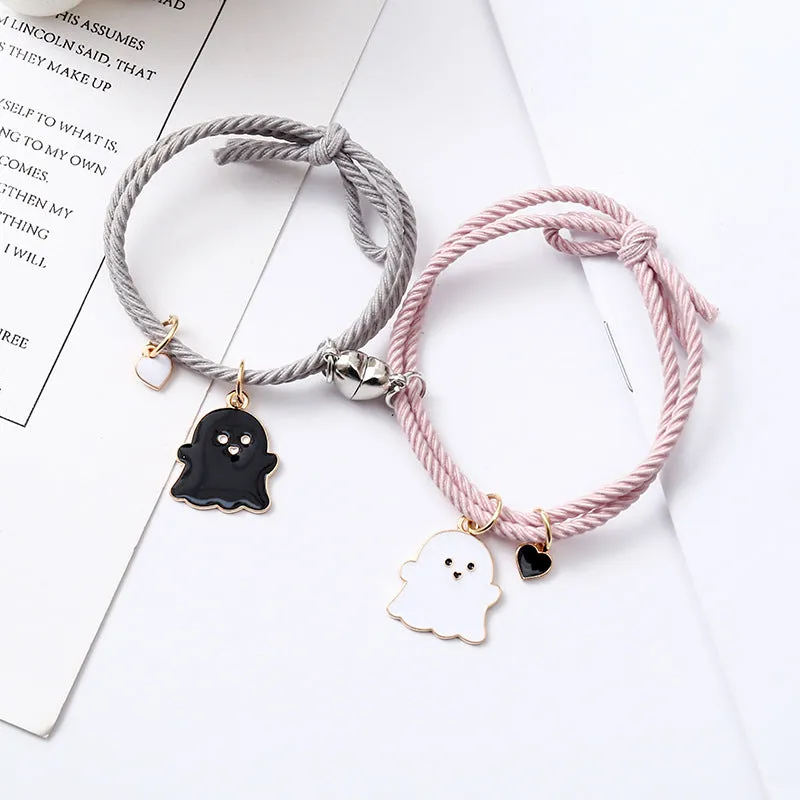 Wholesale Black and white ghost couple love magnet bracelet