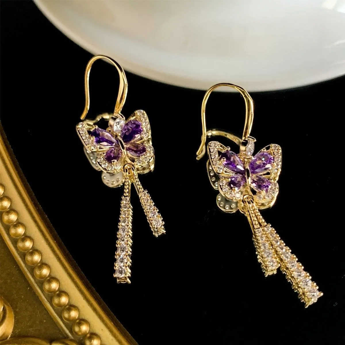 Wholesale Black butterfly earrings all-match earrings earrings