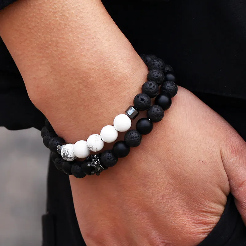 Wholesale black frosted wear copper with zirconium diamond ball flying saucer long bracelet set