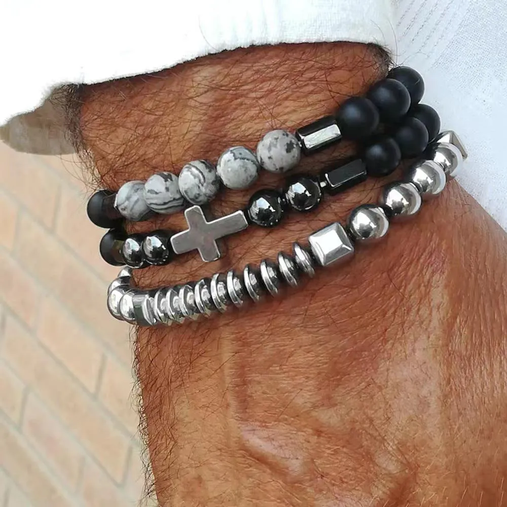 Wholesale black frosted wear copper with zirconium diamond ball flying saucer long bracelet set