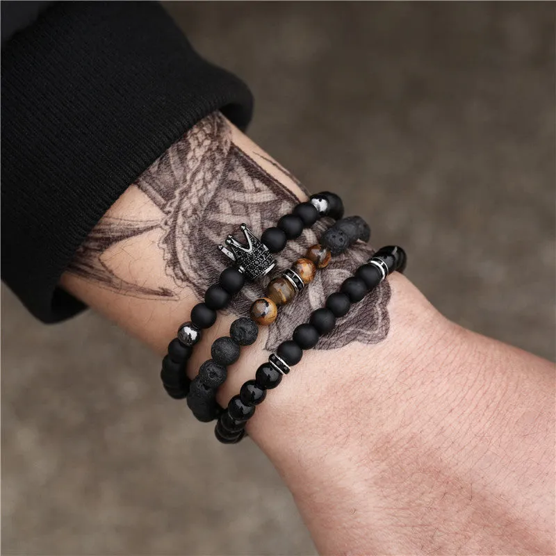 Wholesale black frosted wear copper with zirconium diamond ball flying saucer long bracelet set