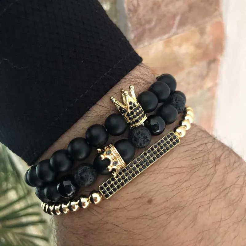 Wholesale black frosted wear copper with zirconium diamond ball flying saucer long bracelet set