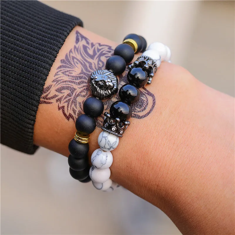 Wholesale black frosted wear copper with zirconium diamond ball flying saucer long bracelet set
