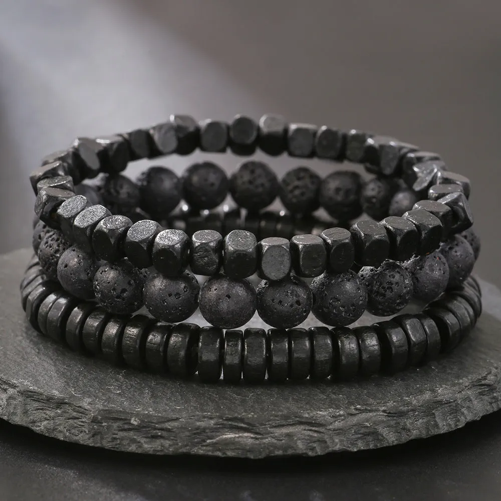 Wholesale black frosted wear copper with zirconium diamond ball flying saucer long bracelet set