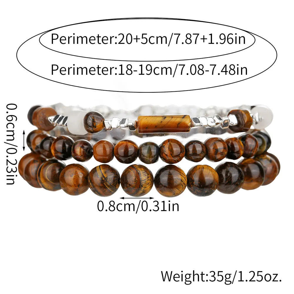 Wholesale Black gallstone broken silver tiger eye stone vintage beaded bracelet