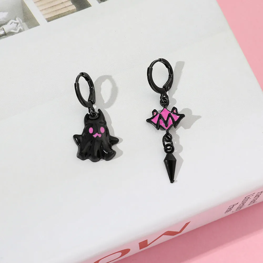 Wholesale Black Little Ghost Sweet Cool Asymmetrical Earrings