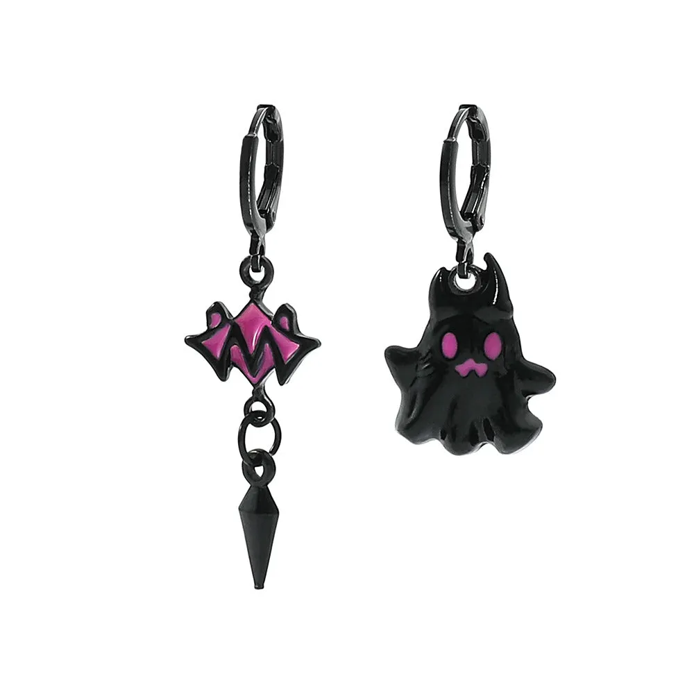 Wholesale Black Little Ghost Sweet Cool Asymmetrical Earrings