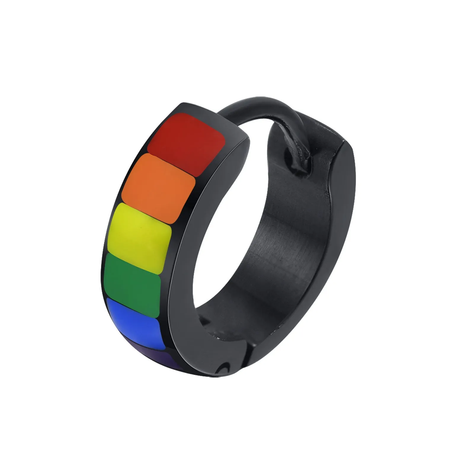 Wholesale Black Titanium Steel Rainbow Earrings