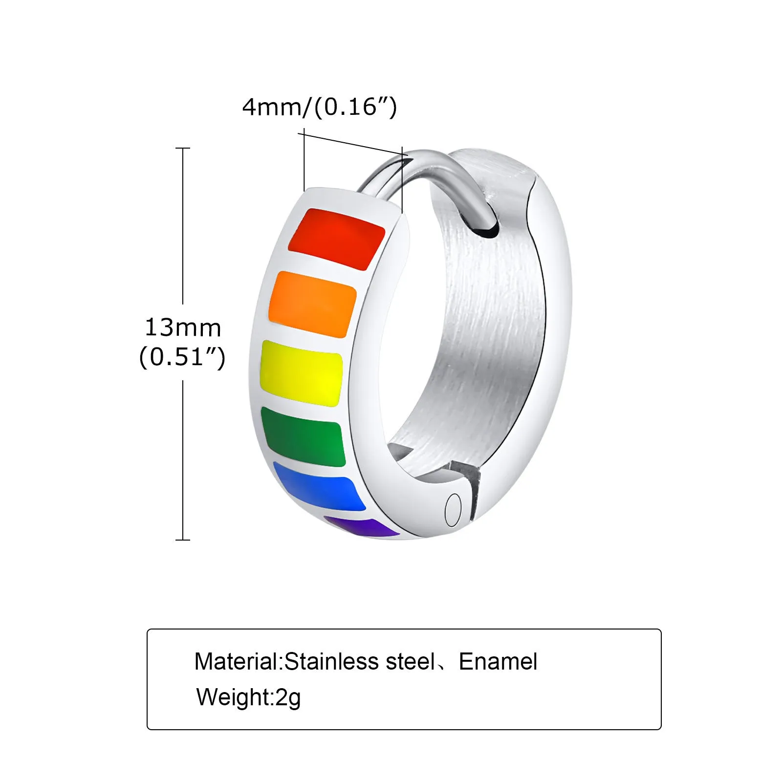 Wholesale Black Titanium Steel Rainbow Earrings