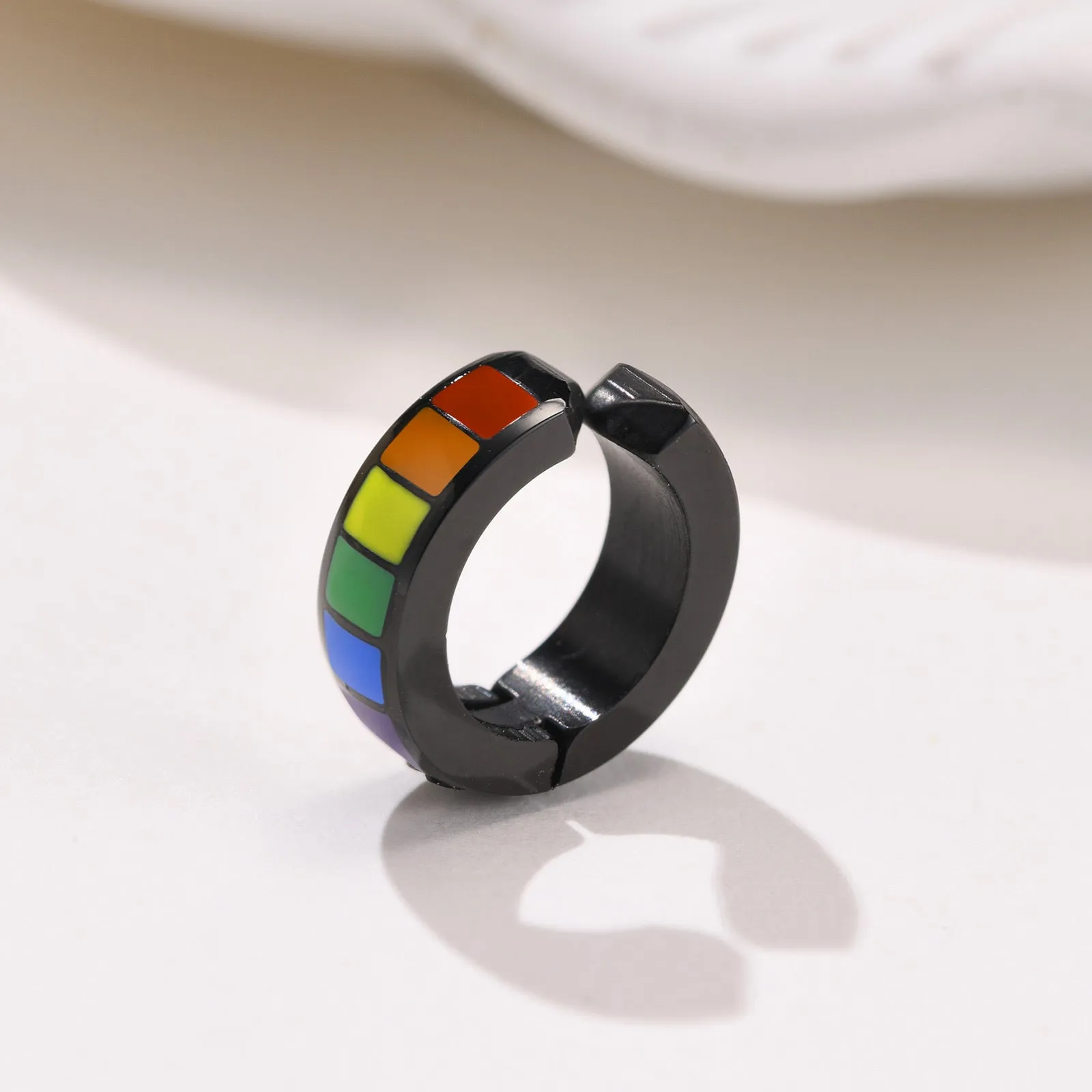 Wholesale Black Titanium Steel Rainbow Earrings