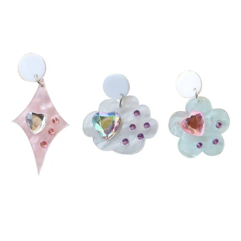 Wholesale blingbling Heart Zircon Rhinestone Acrylic Earrings