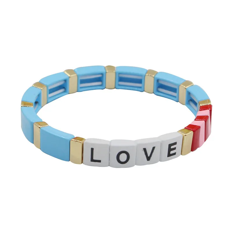 Wholesale Bohemian Alphabet Stretch Alloy Bracelet