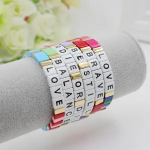 Wholesale Bohemian Alphabet Stretch Alloy Bracelet