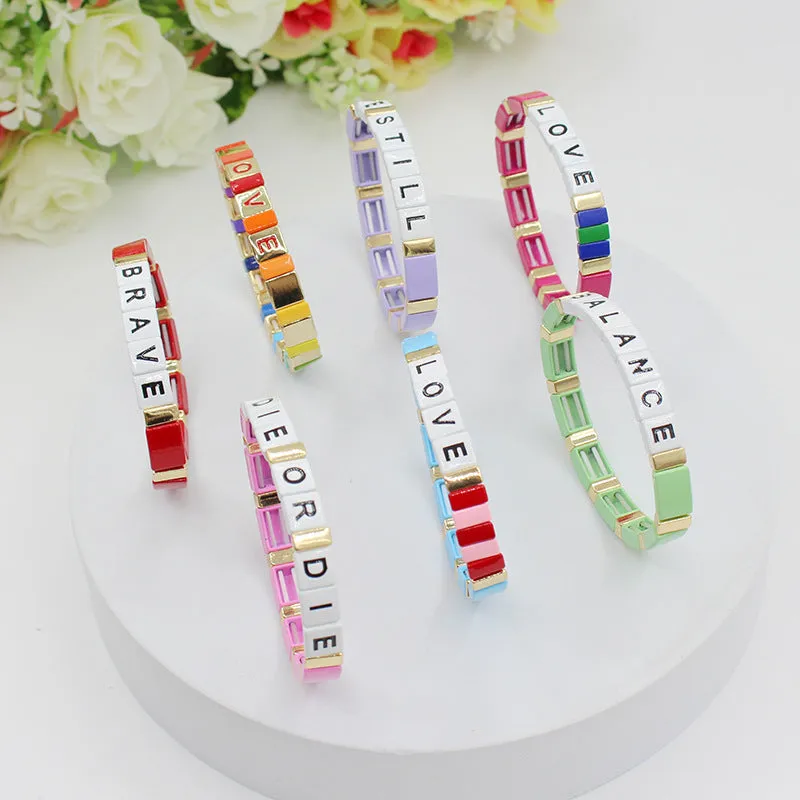 Wholesale Bohemian Alphabet Stretch Alloy Bracelet